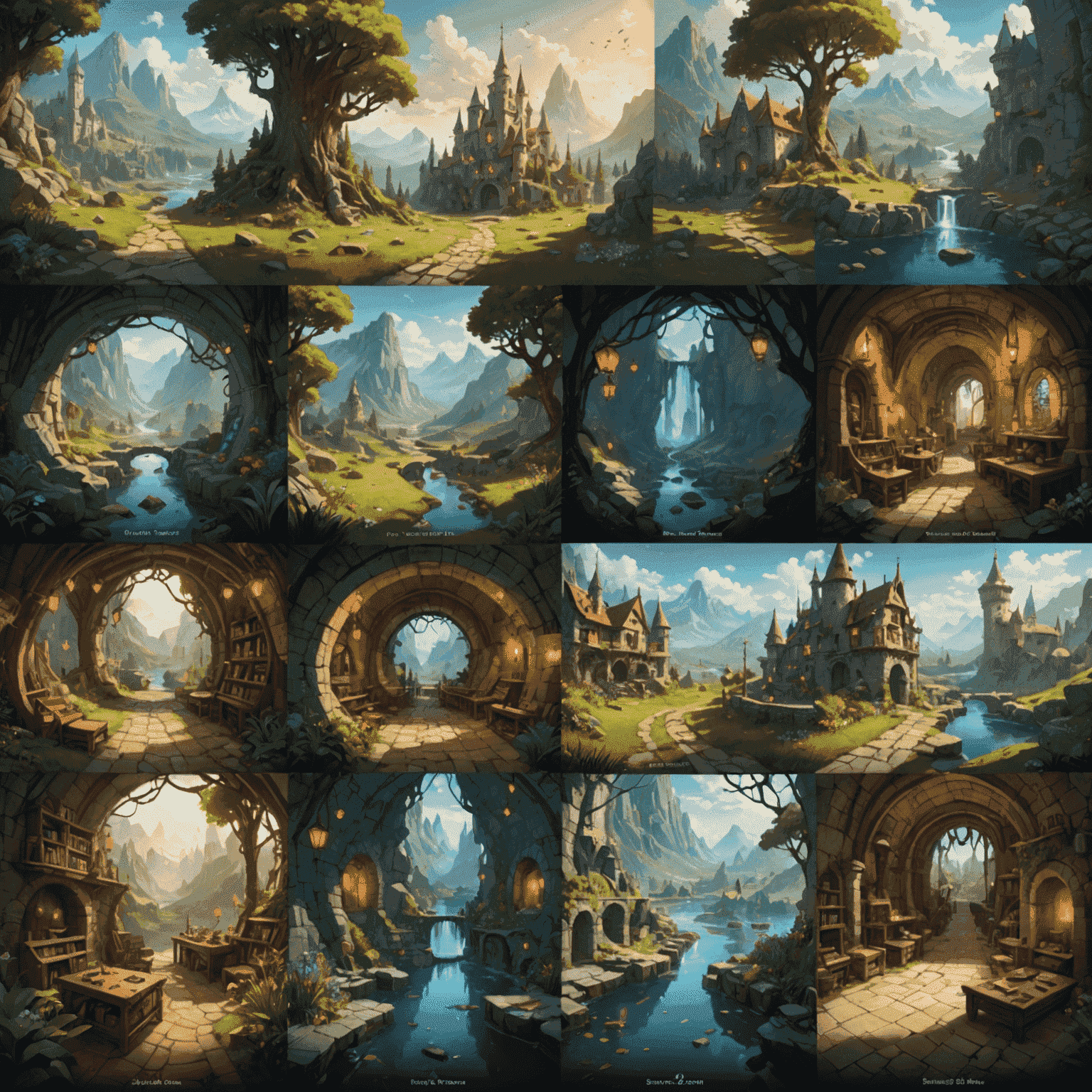 A collage of Zanidia's game design process, showing sketches, prototypes, and finished board games with fantasy themes